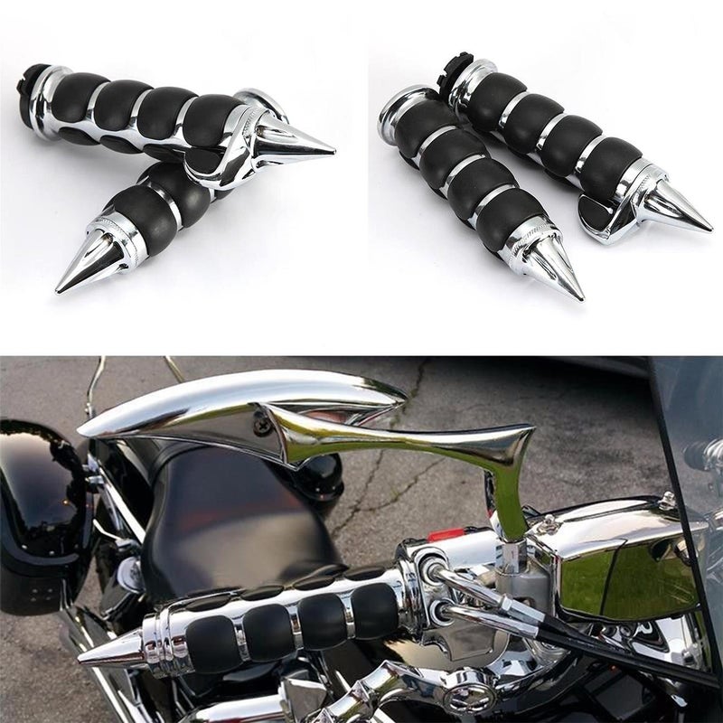 INNOGLOW Motorcycle Hand Grips 1" Chrome Black Handlebar Grip Fits for Custom Harley Davidson Sportster Softail Tour Glide Road King Electra Glide Dyna w/ 26mm Throttle Grips Bar Ends - Image 5